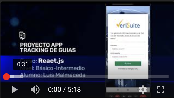 caso de éxito: Proyecto App Tracking Guias, desarrollado por Luis Malmaceda, curso React.js
